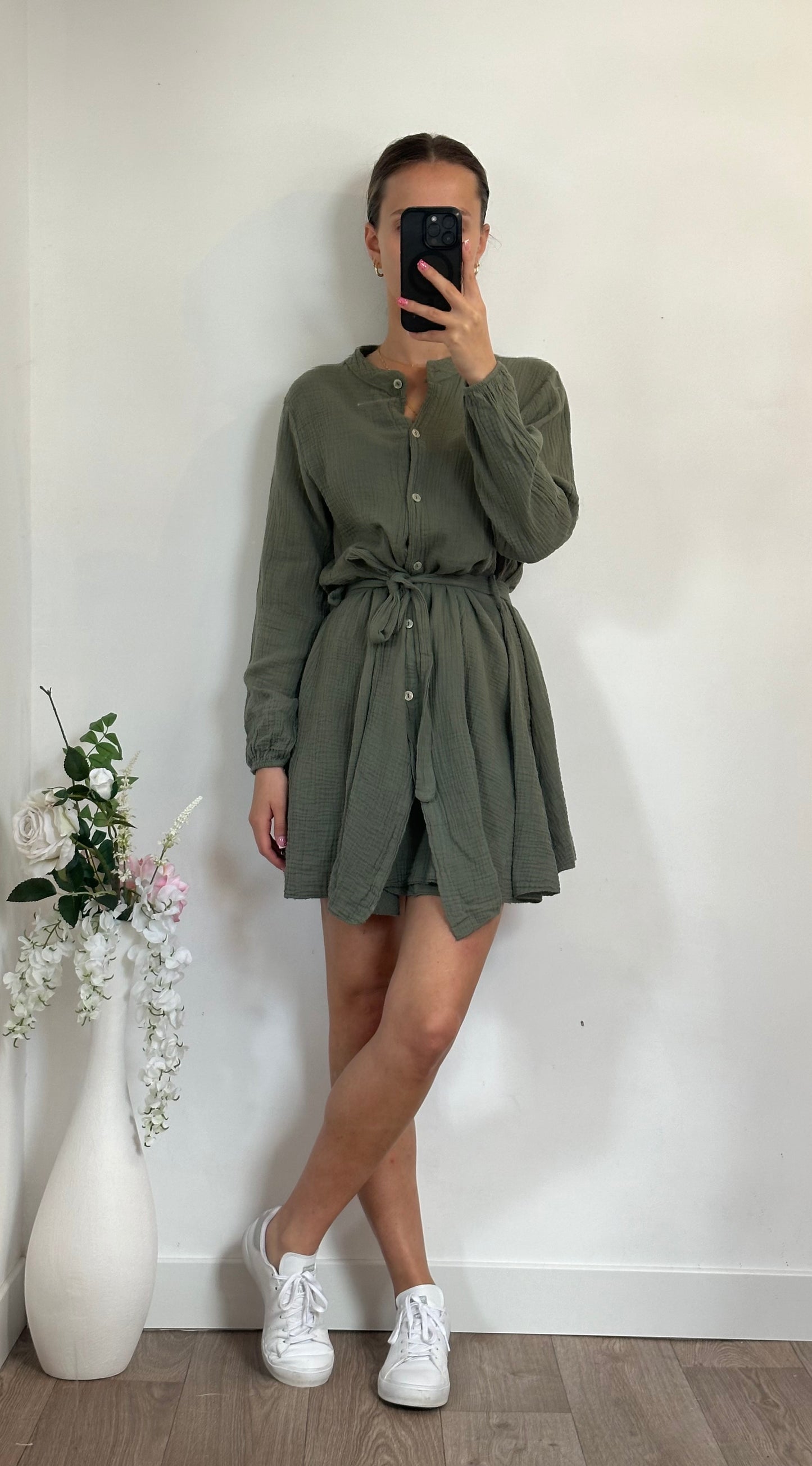 Robe Gaze de coton Ana - Kaki