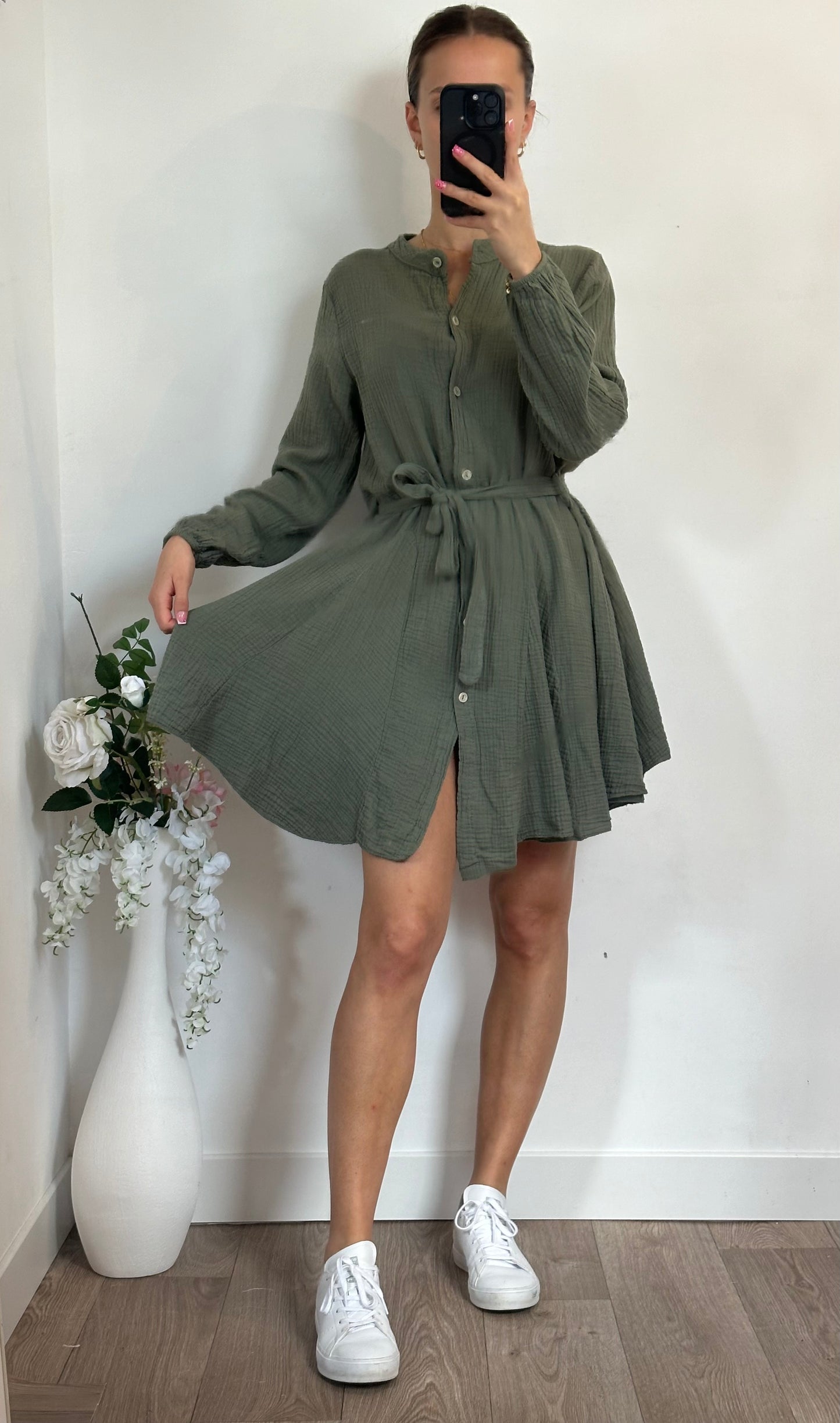 Robe Gaze de coton Ana - Kaki