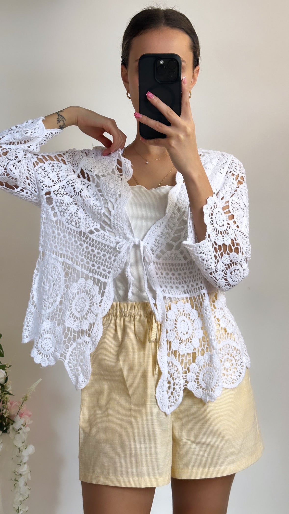 Gilet broderie Athéna- Blanc